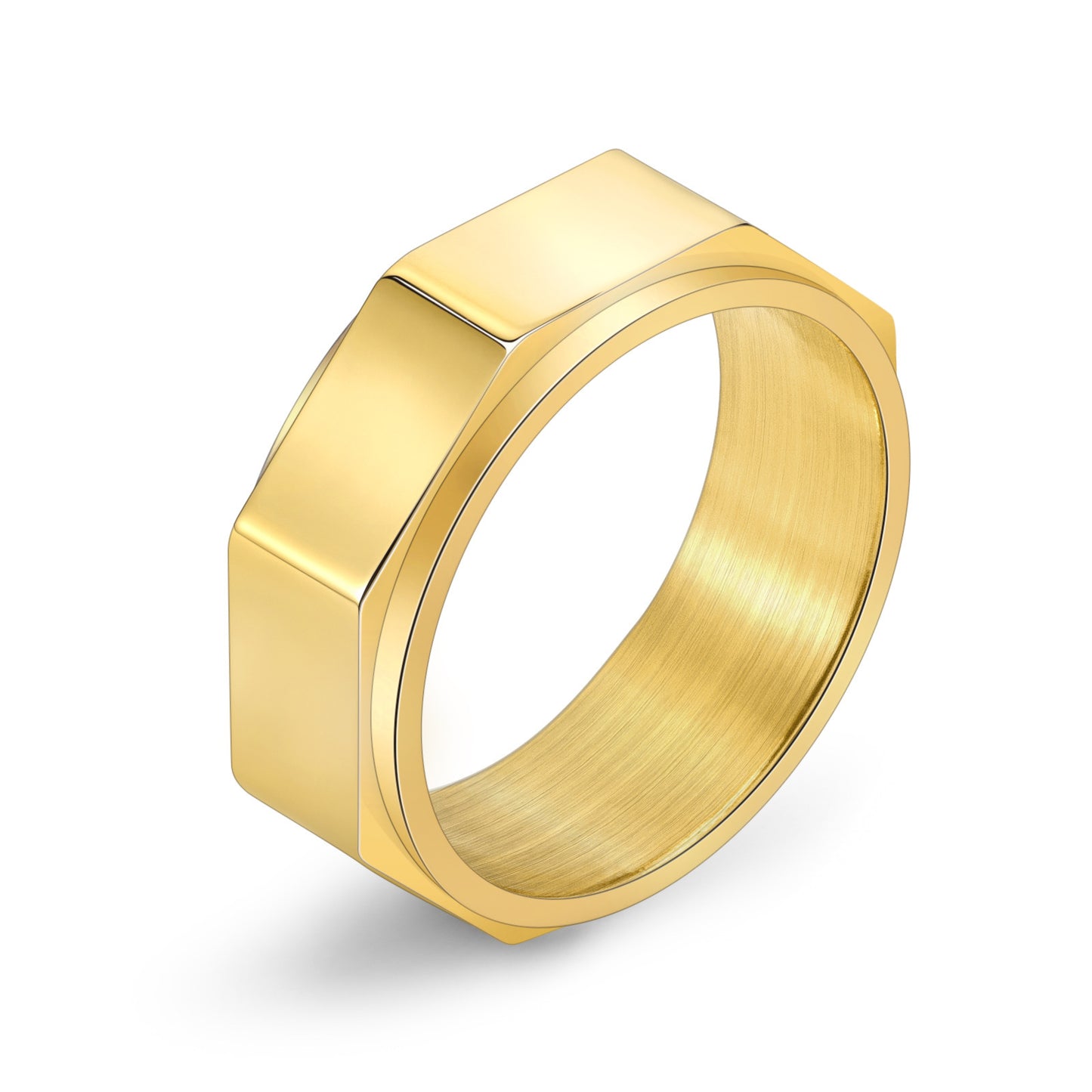 Personalized Cut Surface Octagon Nut Rotatable Men's Ring