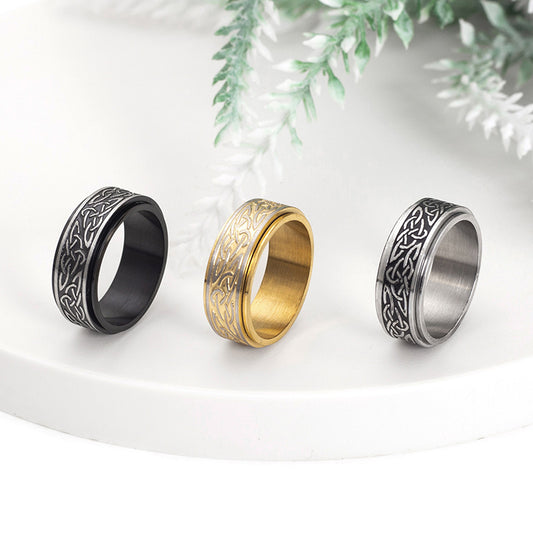Nordic Style Stainless Steel Rotatable Rotatable Ring Men