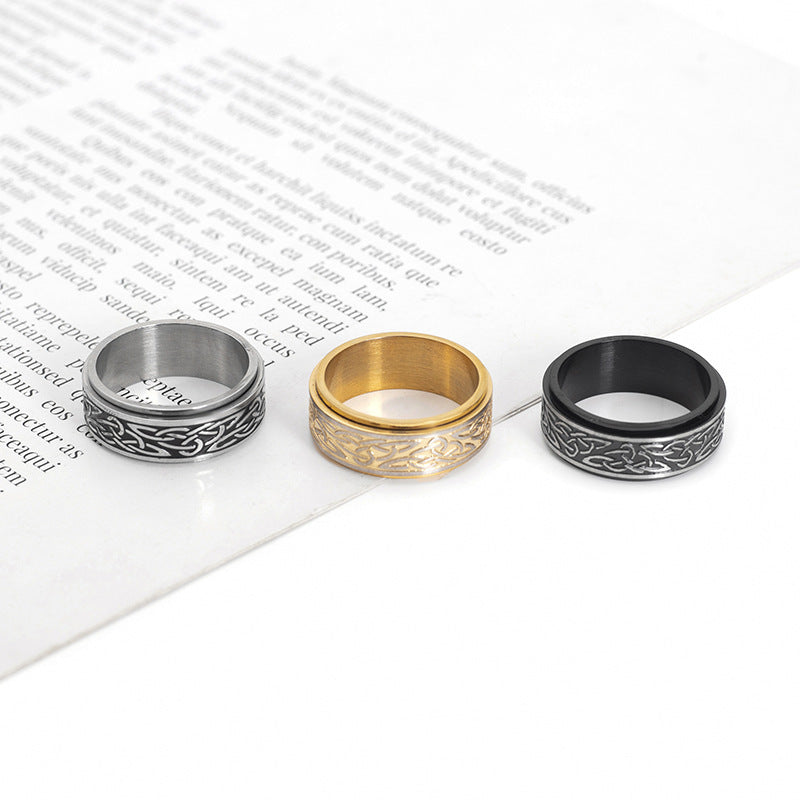 Nordic Style Stainless Steel Rotatable Rotatable Ring Men