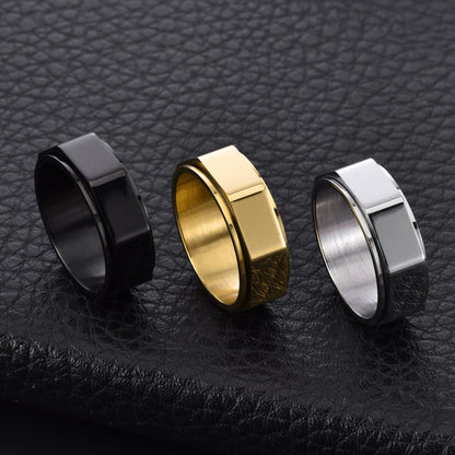 Personalized Cut Surface Octagon Nut Rotatable Men's Ring