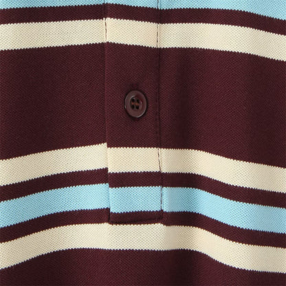 Retro Contrast Color Pure Cotton Striped Polo Shirt