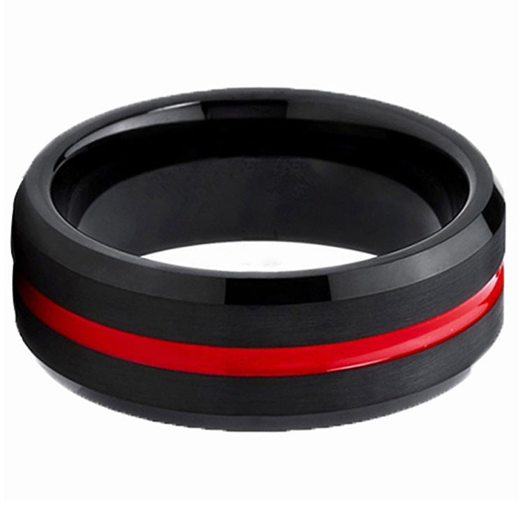 Men's Wide Sand Opening Groove Chamfering Tungsten Ring