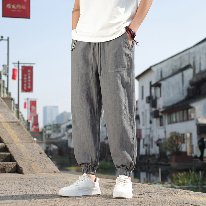 Men's Retro Cotton Linen Plus Size Loose Casual Pants