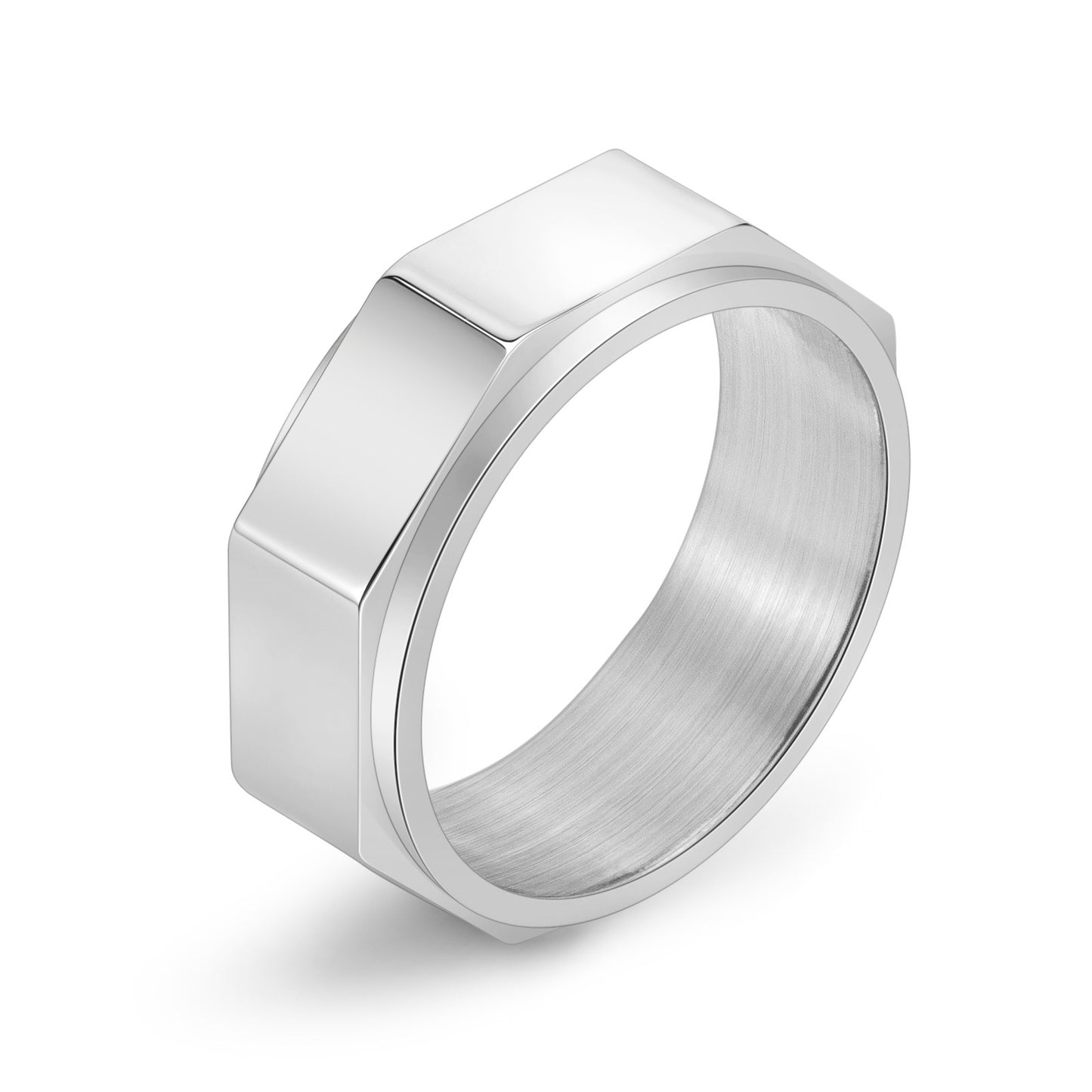 Personalized Cut Surface Octagon Nut Rotatable Men's Ring