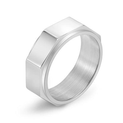 Personalized Cut Surface Octagon Nut Rotatable Men's Ring