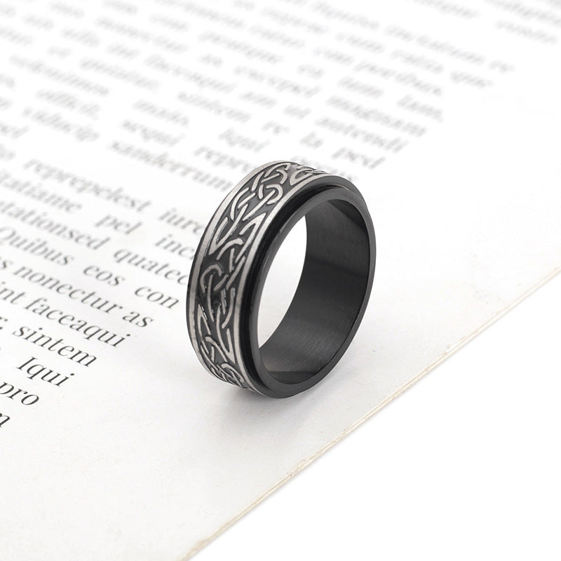 Nordic Style Stainless Steel Rotatable Rotatable Ring Men