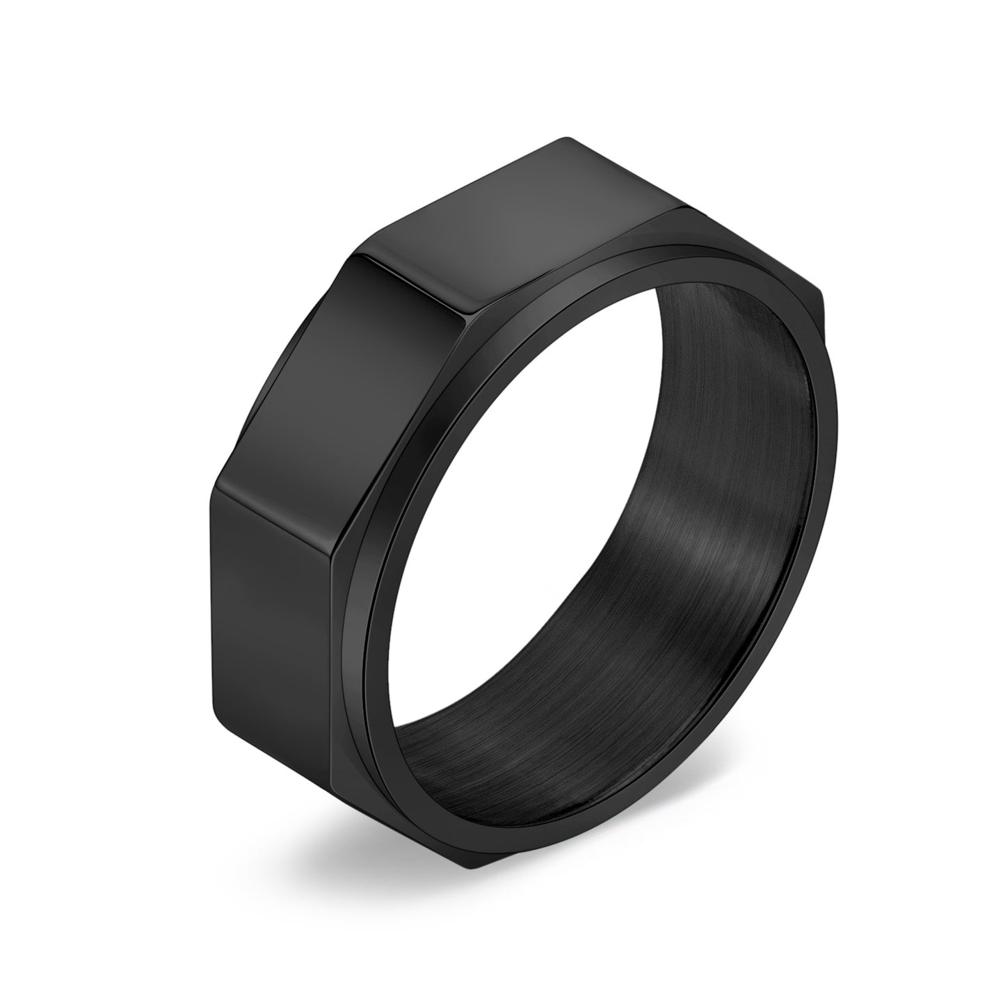 Personalized Cut Surface Octagon Nut Rotatable Men's Ring